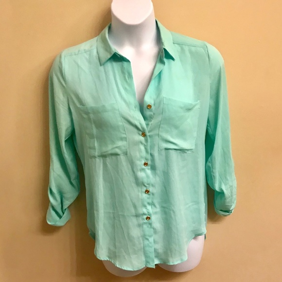 Charlotte russe chiffon button up blouse - Picture 1 of 4